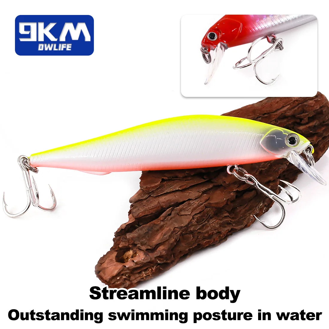 9KM Minnow — señuelo hundido para agua salada con anzuelo triple - imagen 2