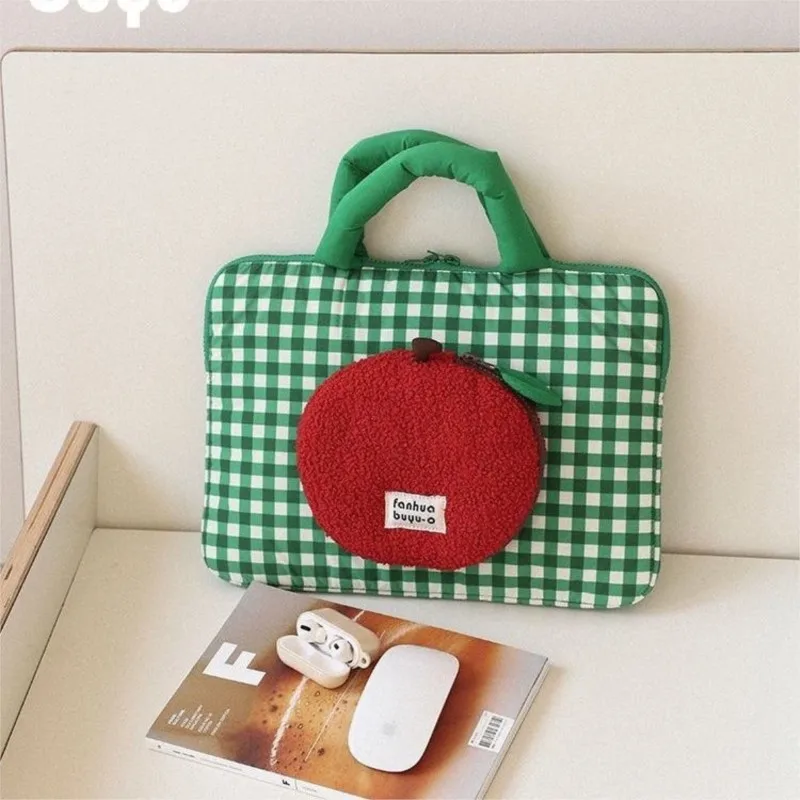 Ins Style coréen mignon Apple Plaid pochette d'ordinateur MacBook Air 13 étui sac à main tablette ordinateur accessoire stockage Portable sac pour ordinateur Portable
