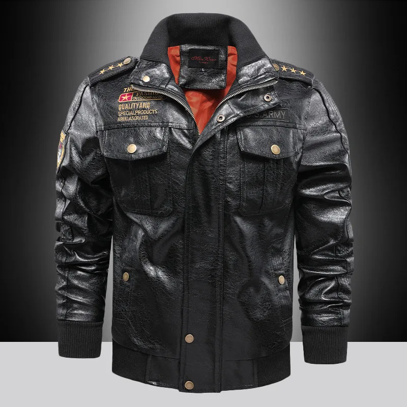 

Loose Large Size New Men's PU Jacket Motorcycle Racing Suit Trendy Men's Leather Jacket Five-pointed Star Tooling Jacket