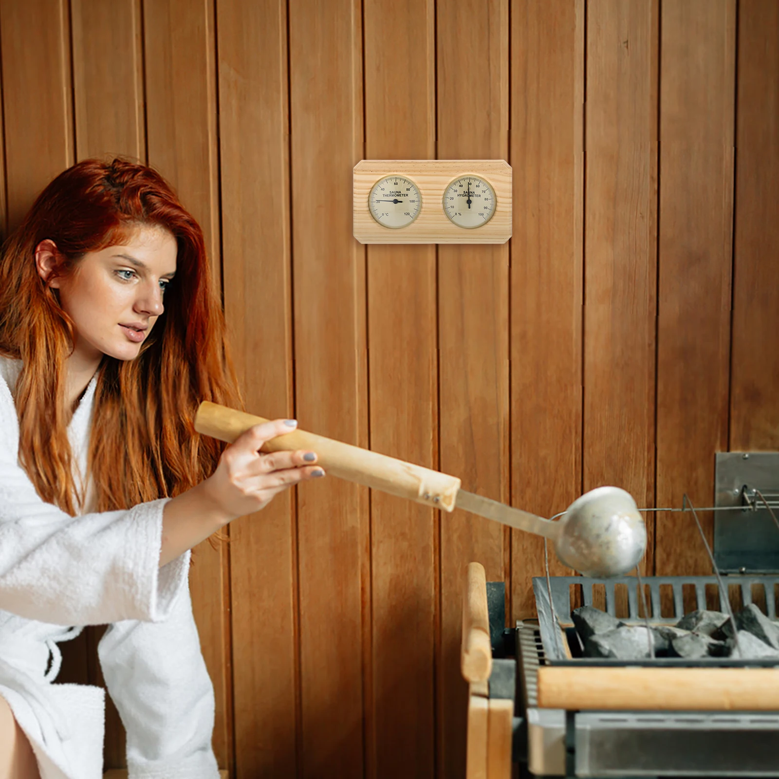 Элегантный деревянный термометр для сауны, гигрометр, монитор температуры и влажности для паровой комнаты, для внутреннего использования, прочный дизайн, комфорт