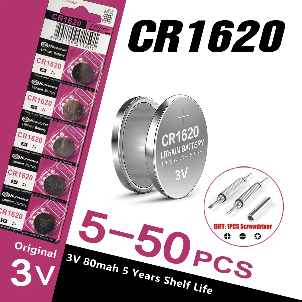

5-50pcs3V CR1620 button battery suitable for watches, car audio speakers, scales, shavers DL1620 BR1620 lithium cell