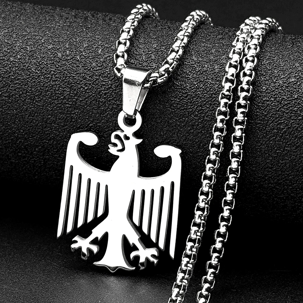 Hohler Deutscher Adler Bundesadler Nationales Emblem Symbol Anhänger Halsketten Goldfarben Edelstahl Kette Deutschland Schmuck Geschenk
