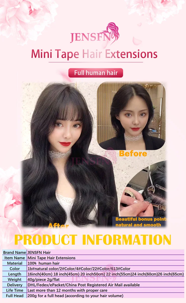 Mini Tape In Hair Extensions 100% Remy Natural Human Hair 16