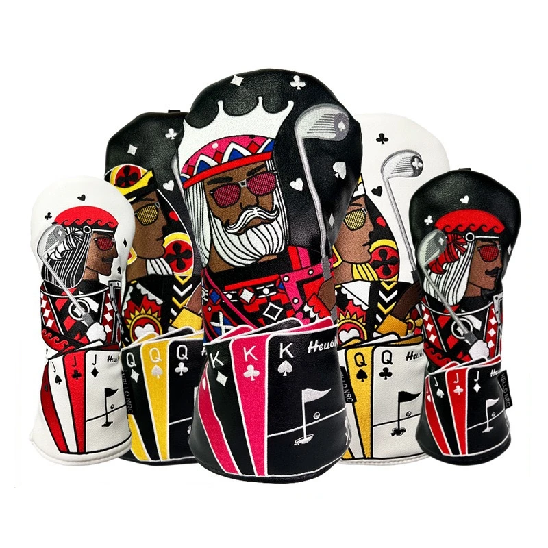 Golf Wood Head Covers, Poker Club, King, Queen, Knight ,Driver, FW UT, 1, 3, 5 UT, Headcover Protective, New