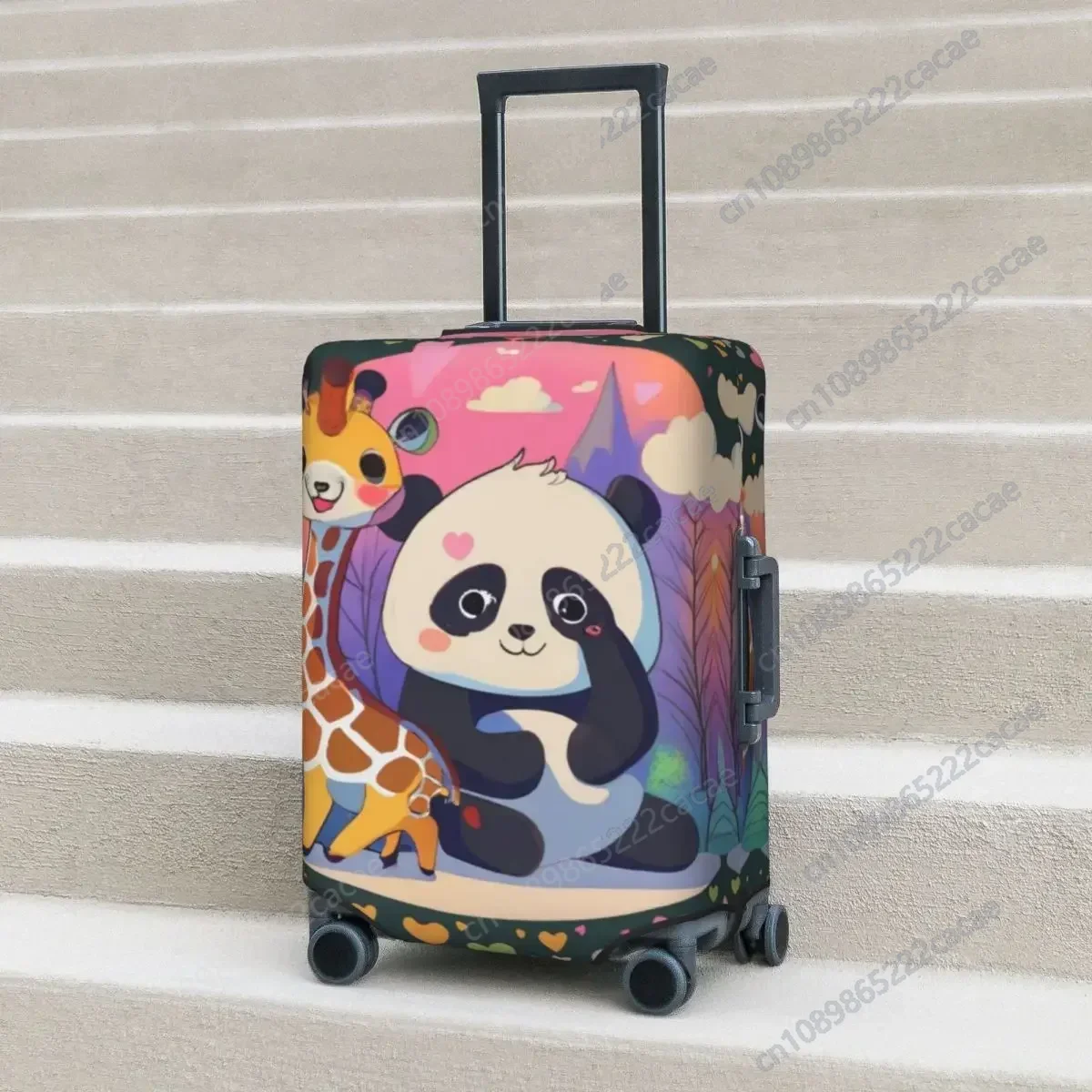 

Cartoon Animal Suitcase Cover Retro Panda Giraffe Cute Vacation Business Strectch Luggage Accesories Protection