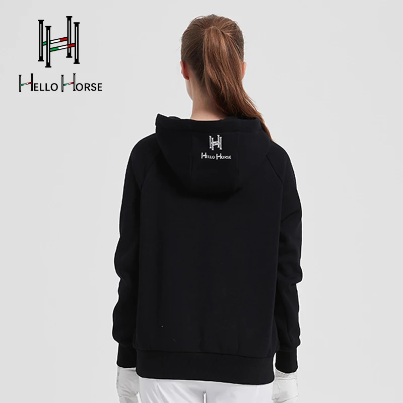 مرحبا الحصان الفروسية الرياضة مقنعين البلوز ركوب دعوى الصوف مبطنة سترة بأكمام طويلة بسيطة الدافئة فارس المعدات تسخير