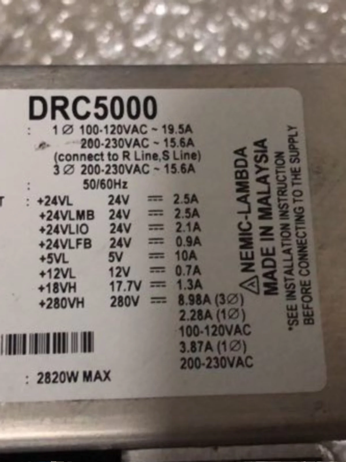 

NEMIC-LAMBDA Power Supply DRC5000 Spot DENSO DENSO Robot