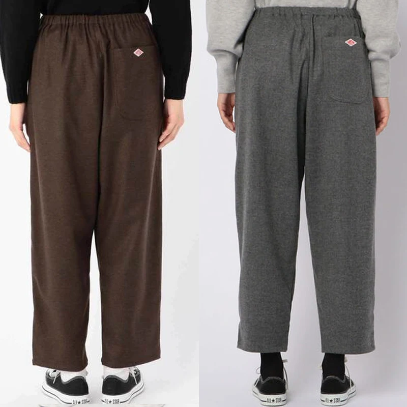 

Осенне-зимние шерстяные брюки с эластичной резинкой на талии, прямые брюки, свободный крой, цветные костюмные брюки, теплые повседневные брюки из девяти предметов...