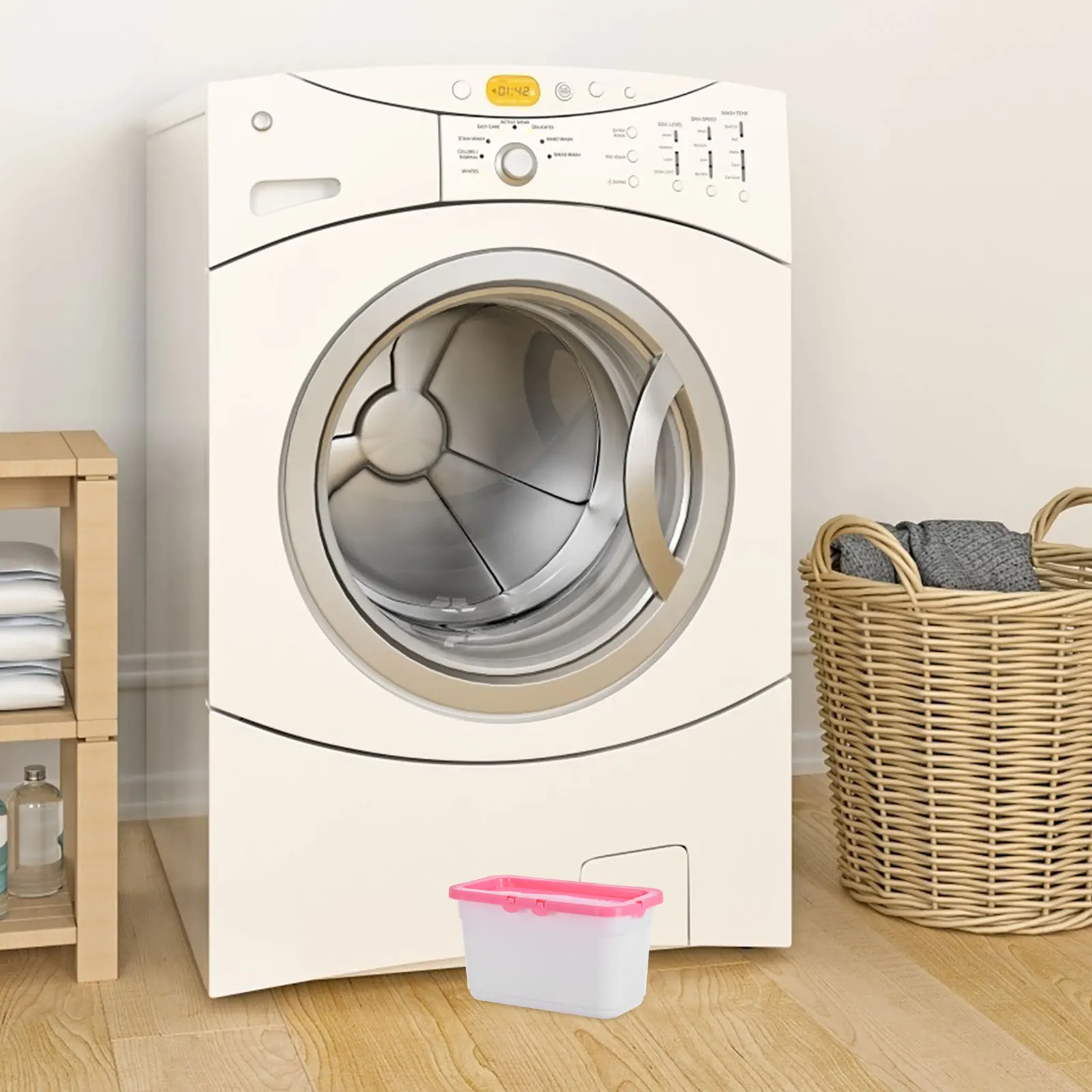 

Laundry Pod Storage Container with Airtight Lid Space Saving Design for Laundry Room Countertop Organizer for Powder Liquid