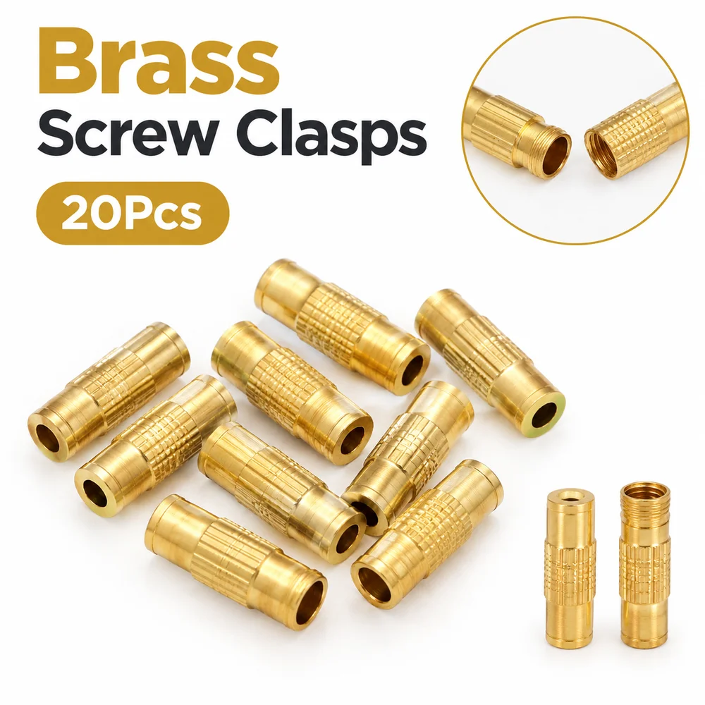 20Pcs Brass Brass Screw Clasps Column Barrel Shape Screw Twist Closure Screw Twist Clasps Easy To Install Platinum Plated