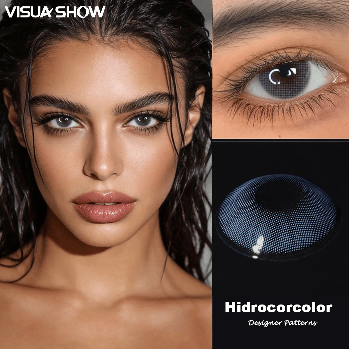 VISUASHOW Hidrocor ocre Lcy gris lentes de contacto de Color Natural 1 par de lentes de contacto de belleza para ojos grandes lentes de colores para