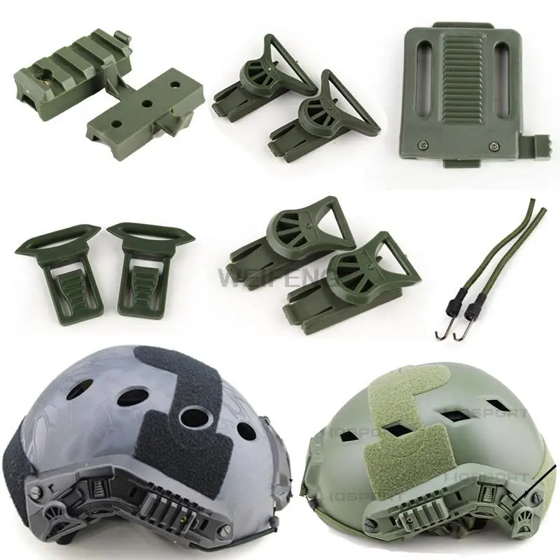 Tactical Helmet Accessories Rail Adapter NVG Rotating Clamp Rail Device Adapter Goggles Rail Buckle Nylon Rope Hunting Gear