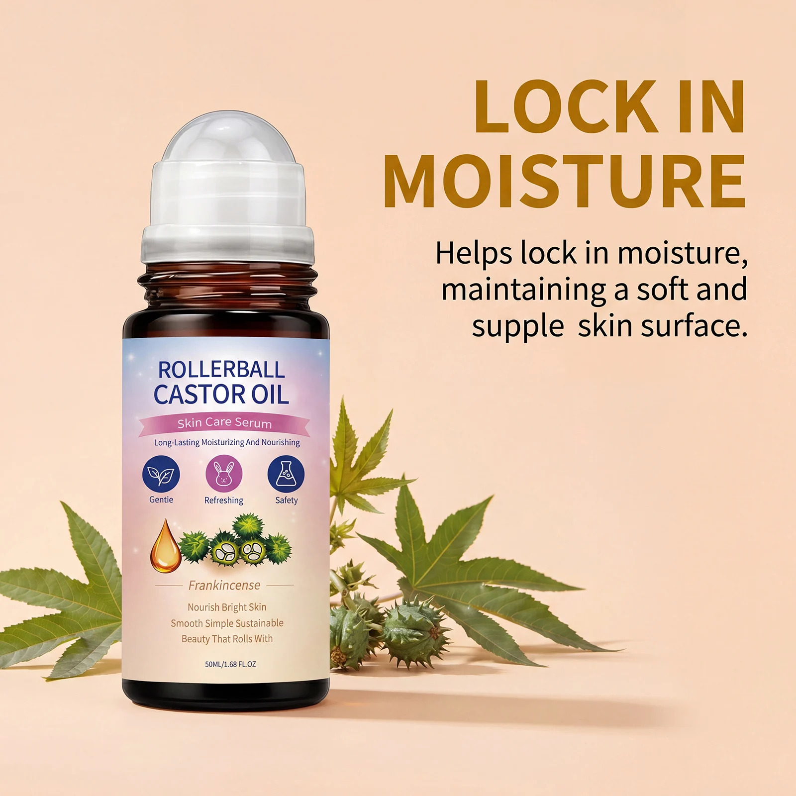 

Organic Castor Oil Natural Skin Care Essence Rose Quartz Roller Moisturize Enhance Skin Barrier Smooth Skins Soothing Castor Oil