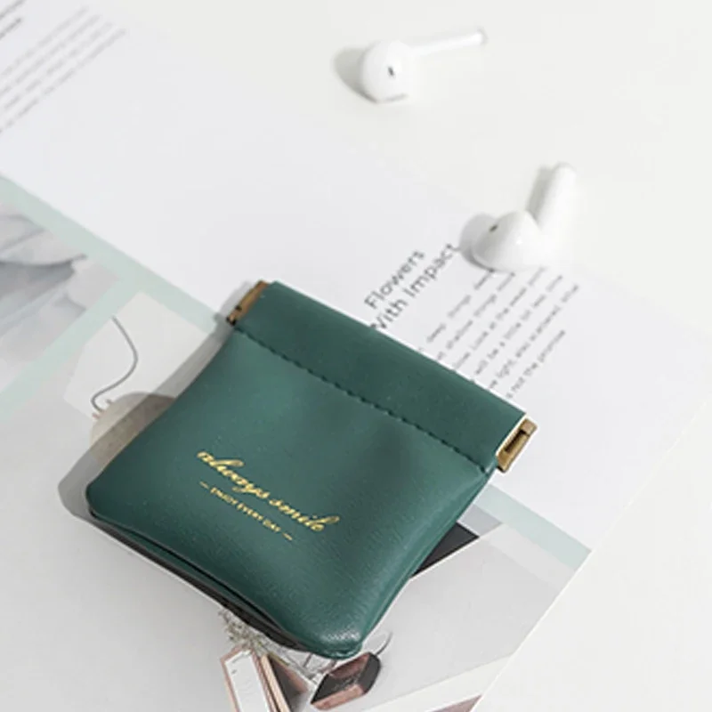 Women Lipstick Pouch Automatic Closing Earphone Storage Bag Coins Ladies Cosmetic Bag Portable Cable Sealing Mini Organizer Bag