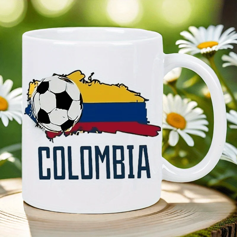 Colombia Soccer Ceramic Mug - Vibrant Flag and Ball Design,Perfect for Football Fans and Unique Gift Idea for Sports Enthusiasts