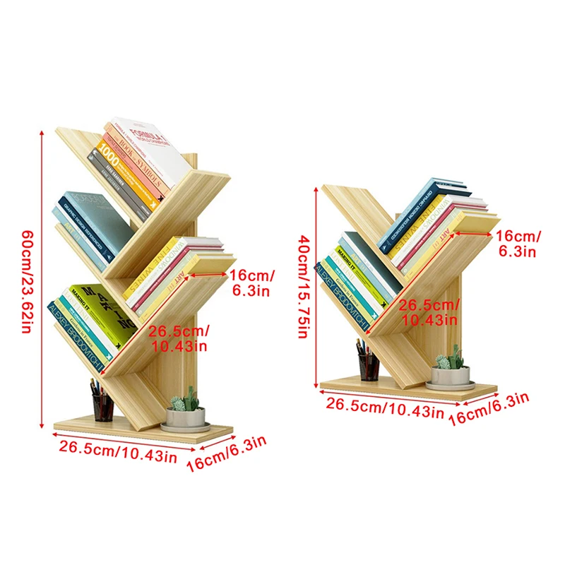 Desktop Tree Bookshelf Multi-layer Simple Small Bookcase Student Bedroom Shelf Table Desktop Storage Rack For CD Magazine Books