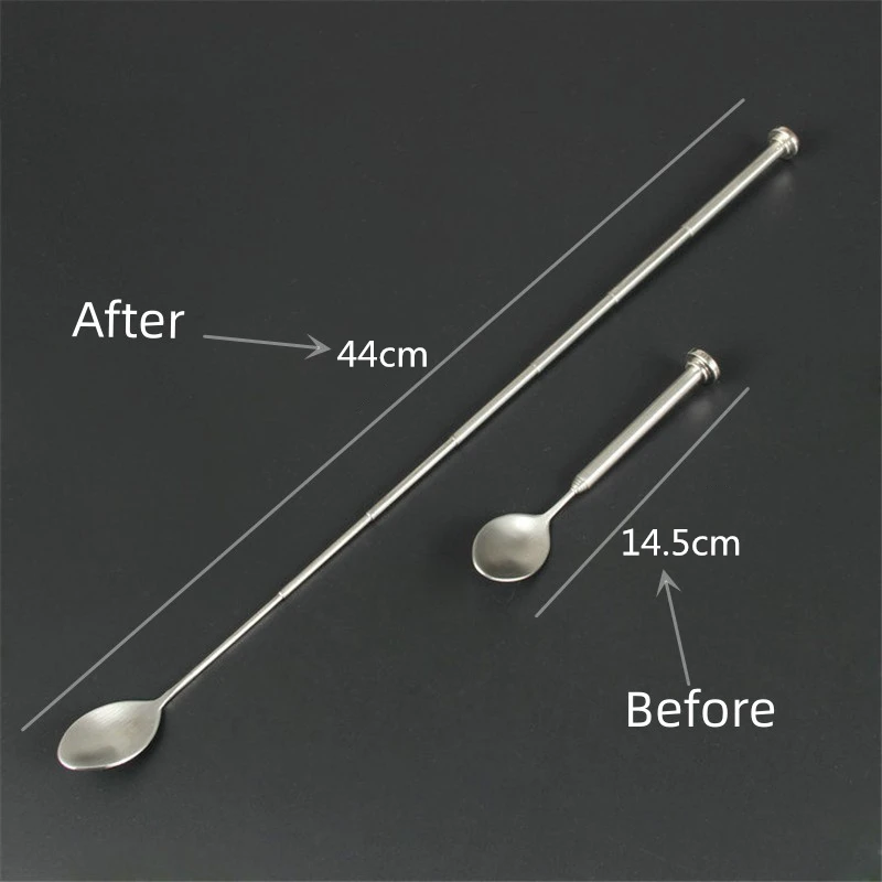 

Stainless Steel Retractable Bar Spoon Bar Tools Bartender Cocktail Mixing Spoon Telescopic Extendable Long Spoon Pocket