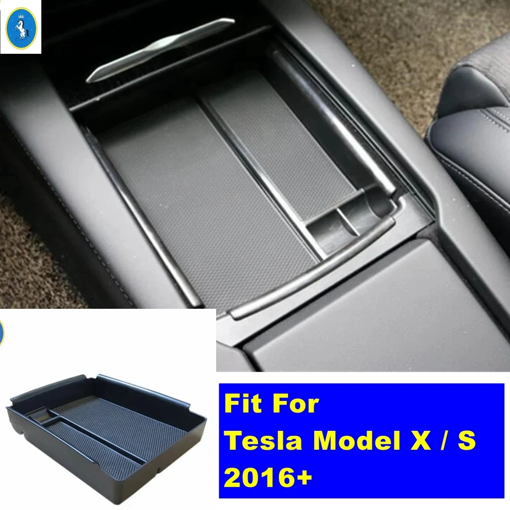 

Plastic Auto Central Armrest Storage Box Console Arm Rest Container For Tesla Model X / S 2016 2017 2018 Accessories Interior