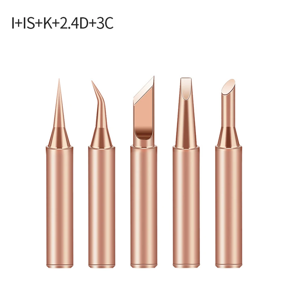 5Pcs Electric Soldering Iron Head Tool Copper Welding Head 900M-T-K Pure Copper Soldering Iron Welding Equipment Welding Tool