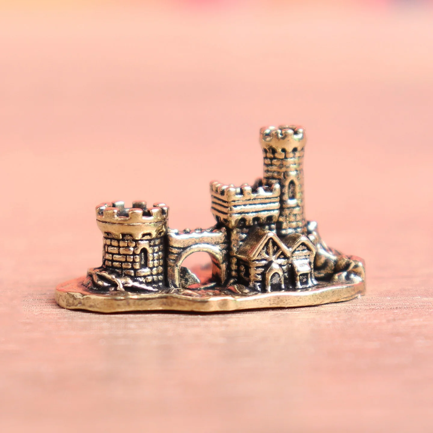 Ancient Castle Small Statue Brass Western Style House Figurine Micro Landscape Desktop Ornament Home Decoration Crafts Accessory