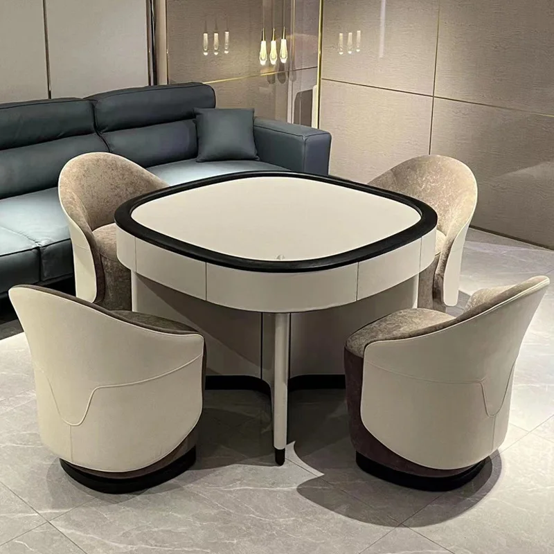 Italian light luxury automatic home mahjong table chess and card multi-functional silent Flamingo leather mahjong machine