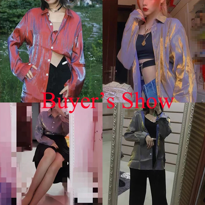 Rimocy Vintage Long Sleeved Silk Shirts Women 2024 Spring Loose Turn Down Collar Satin Shirt Woman Button Up Elegant Blouse