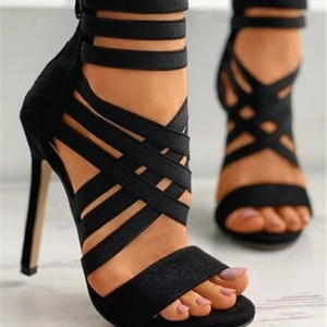 Sapatos de gladiador feminino de toe aberto, sandálias de verão, salto alto, vestido, festa, casamento, sexy, novo, 2022 6 principais vendas sandalia gladiadora salto alto adulto - №6