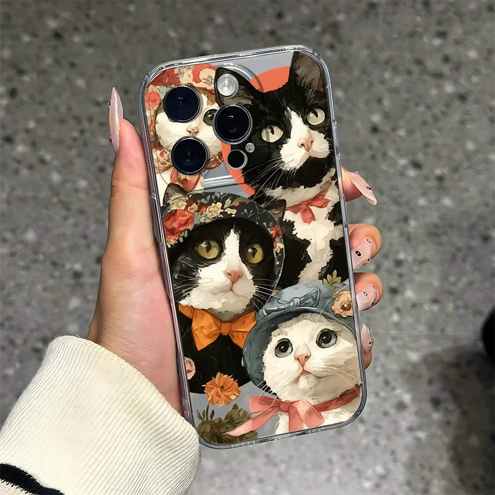 

Vintage Cat Accessories Silicone Phone Case for IPhone 17 16 15 14 13 12 11 Pro Xs Max Air Mini 7 8 6 6s Plus SE 2020 2022 Cover