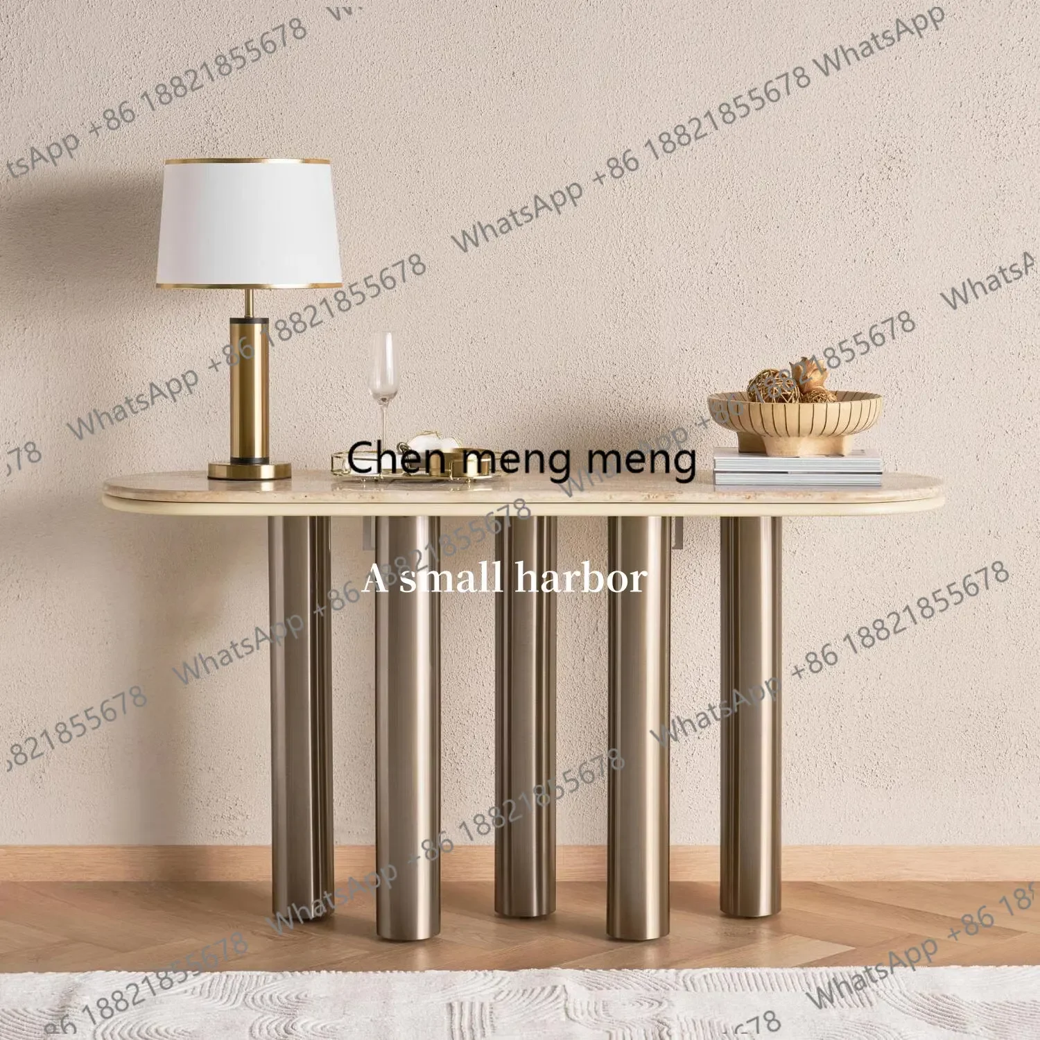 

Горячая распродажа: Декоративный стол из мрамора в стиле лёгкой роскоши для прихожей, коридора, с итальянской нержавеющей стальной спинкой для стены