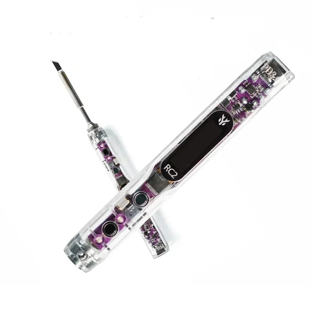 شاشة HGLRC RC2 لحام الحديد OLED HD، درجة حرارة ثابتة ذكية - متوافقة مع أطراف مكواة لحام TS/T12 لطائرة FPV بدون طيار