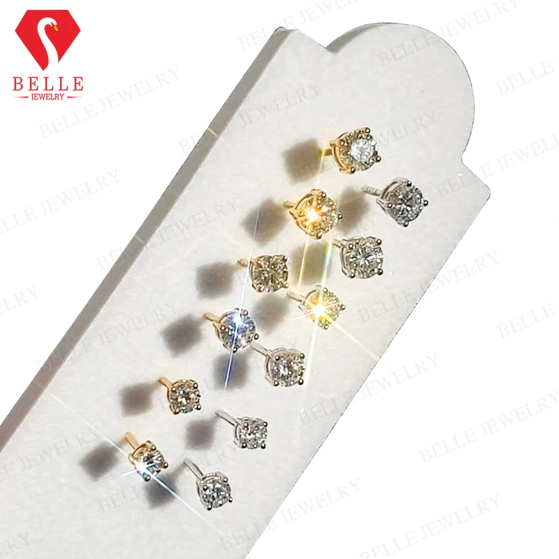 Lab Grown Diamonds Stud Earrings 925 Sterling Silver Round D Color VVS1 Hypoallergenic Factory Direct No Fade Daily Jewelry