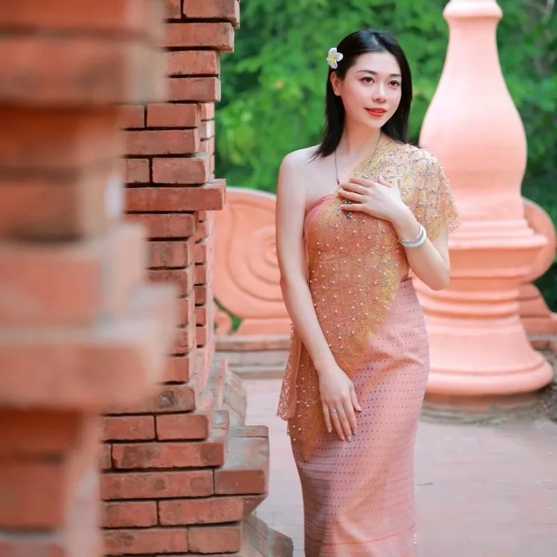 Thailand Myanmar women Dai clothing set Thai Traditional Clothing for girl Stage Performance National Outfit Ethnic Costume view 4