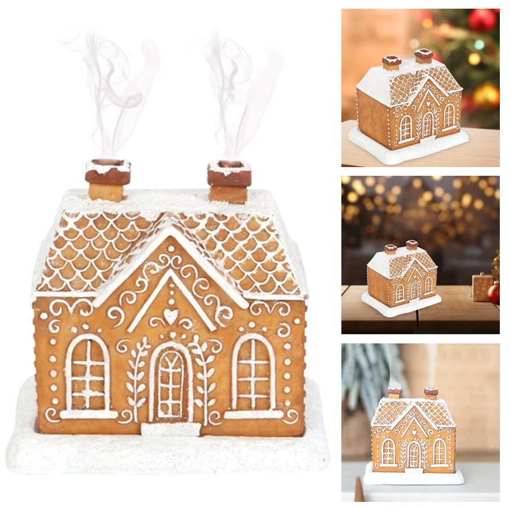 

Christmas House Incense Burner Resin Christmas Cabin Incense Burner Creative for Table Centerpiece Decor