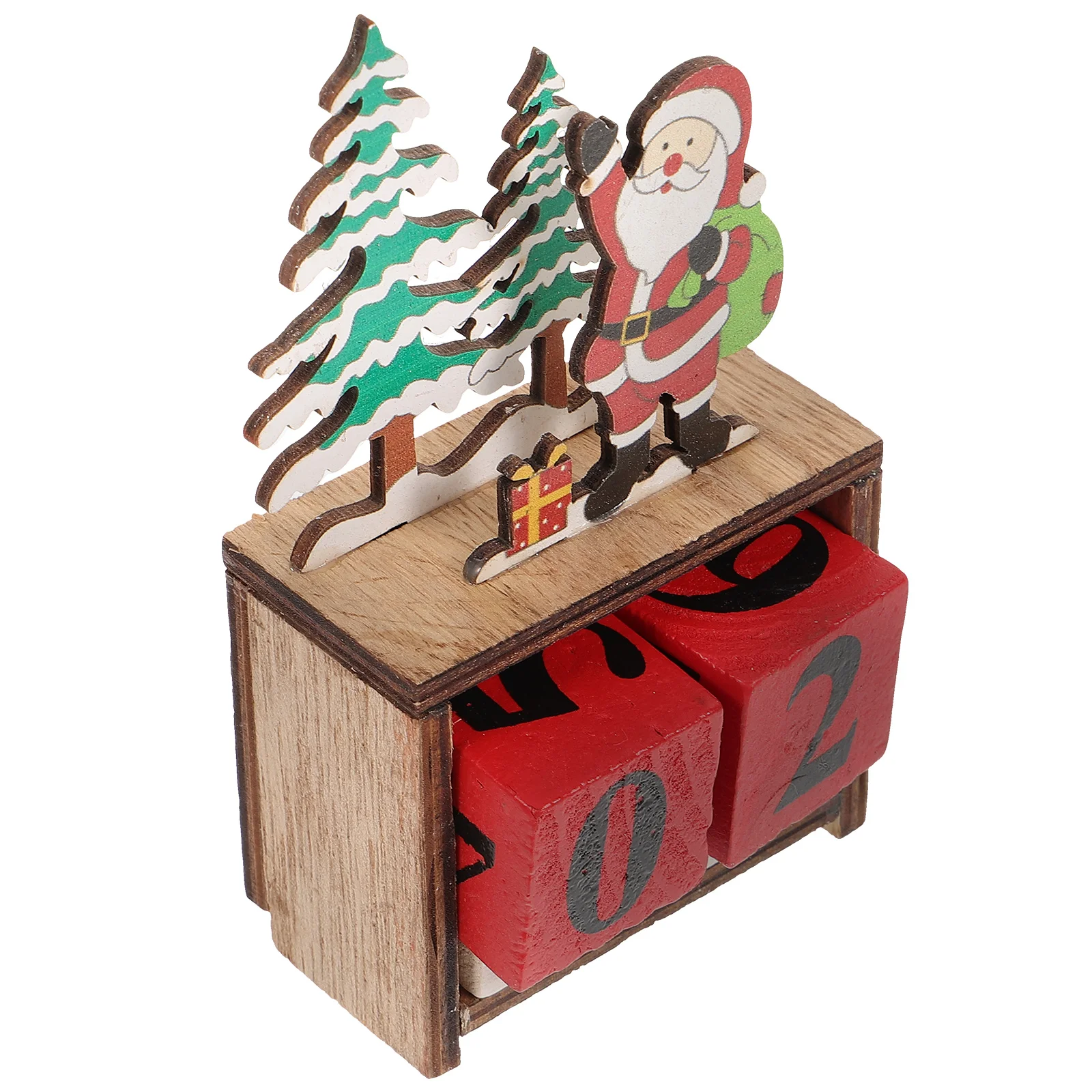 

Wooden Glowing House Decorations Santa Countdown Block Christmas Fillable Advent Calendar Desk
