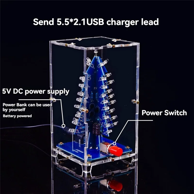 

AM-DIY Christmas Tree Kits Colorful RGB LED Christmas Tree Electronic Science Assemble Kit For Christmas Trees DIY B