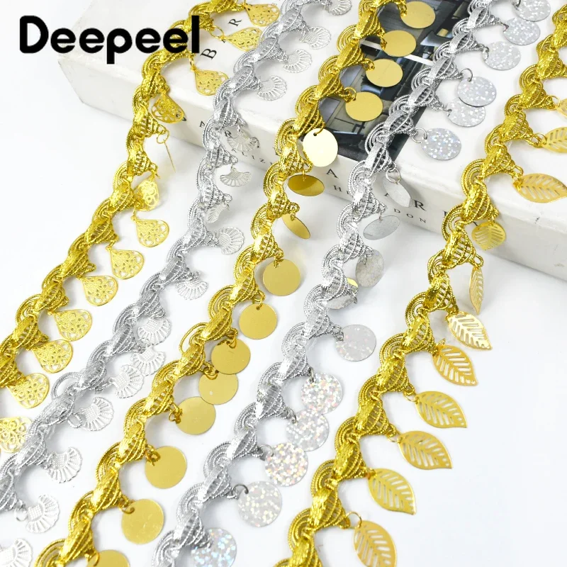 

5/10Yards 3-5.5cm Gold Silver Sequin Tassel Fringe LaceTrim for Performance Clothes Dress Decorative Ribbon DIY Sewing Accessory