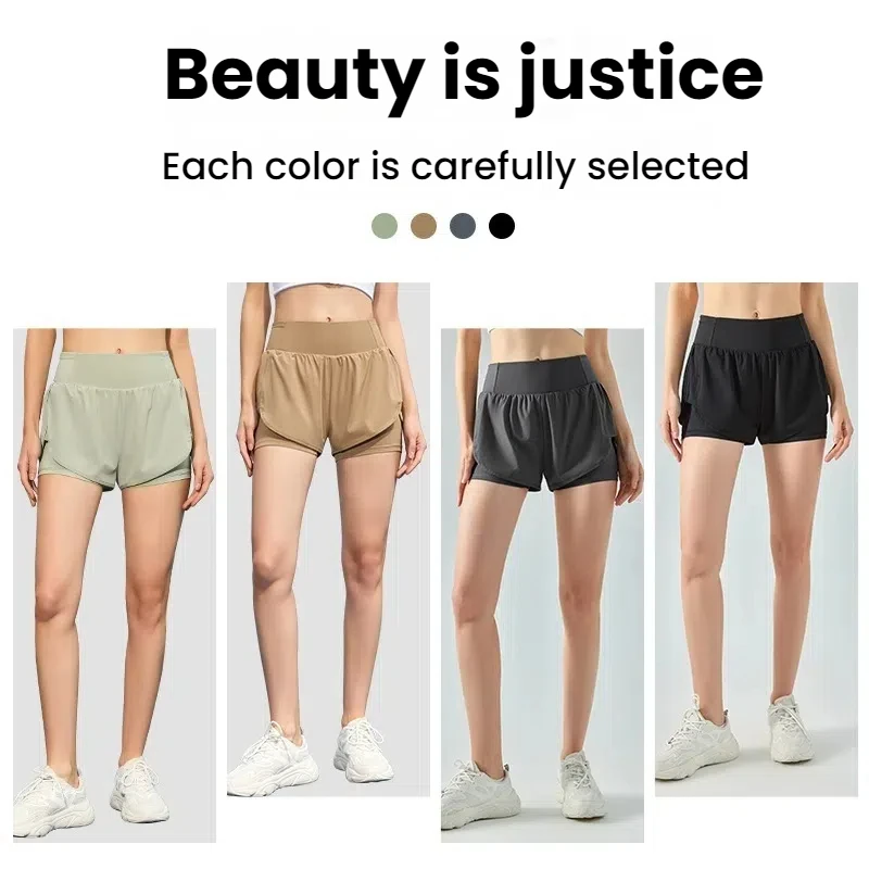 Women's shorts Block Yoga Shorts High Waist Loose Fit Quick Dry Sports Shorts with Pockets woman clothing