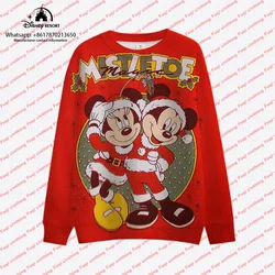 2024 Autumn Christmas New Harajuku Round Neck Casual Women's Long Sleeve Sweatshirt Mickey Minnie Boys and Girls Cute Pullover