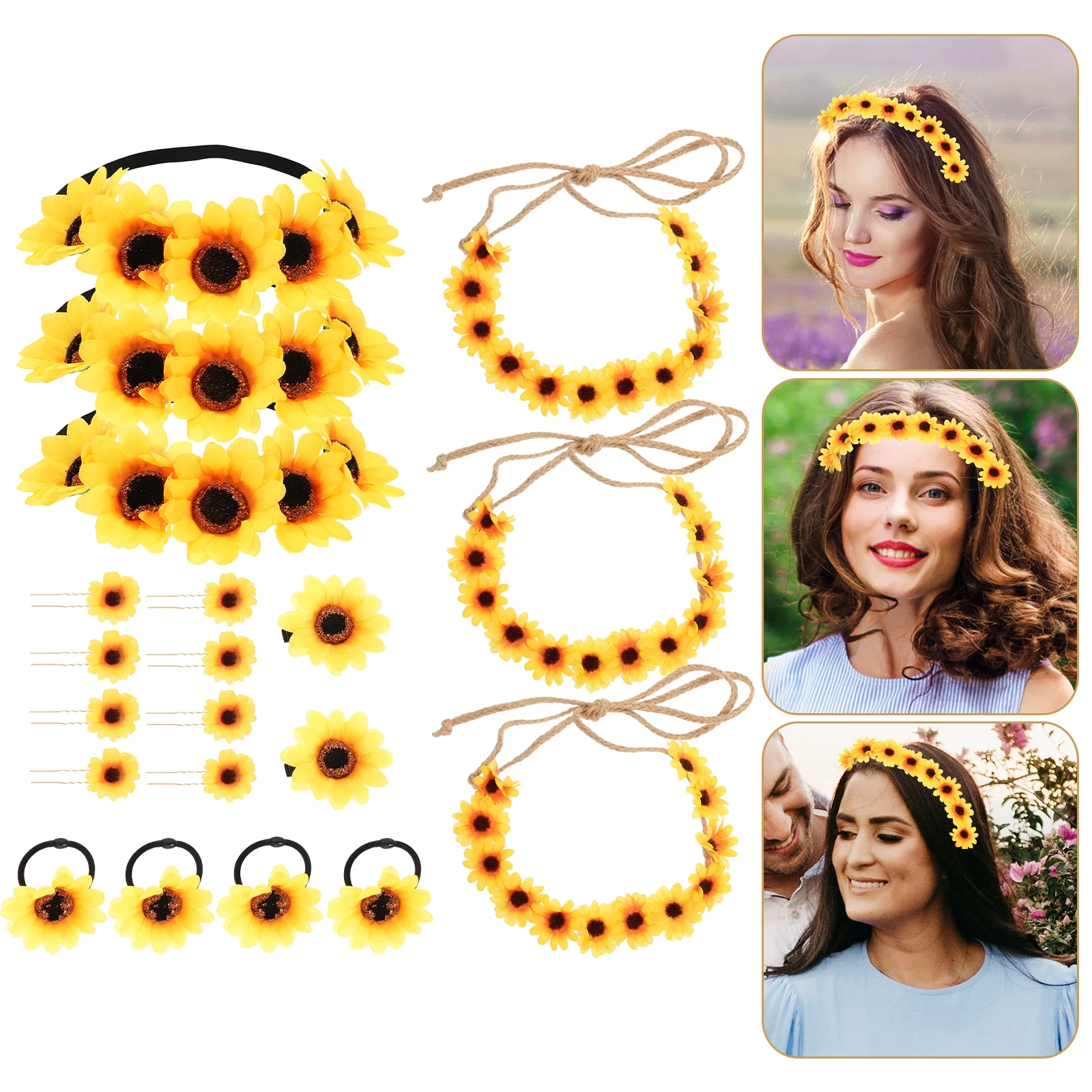 

1 set Sunflower Lightweight Women Hair Accessories for Hair Clips With Sunflower Headb For Girl Party Garden Events
