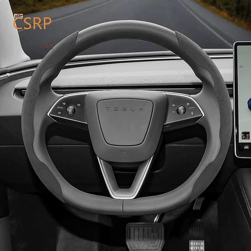 Suitable for Tesla Anti-Slip Buckle Segmented Suede Steering Wheel Cover Suitable for Model 3 Highland 2024 Y X S Juniper