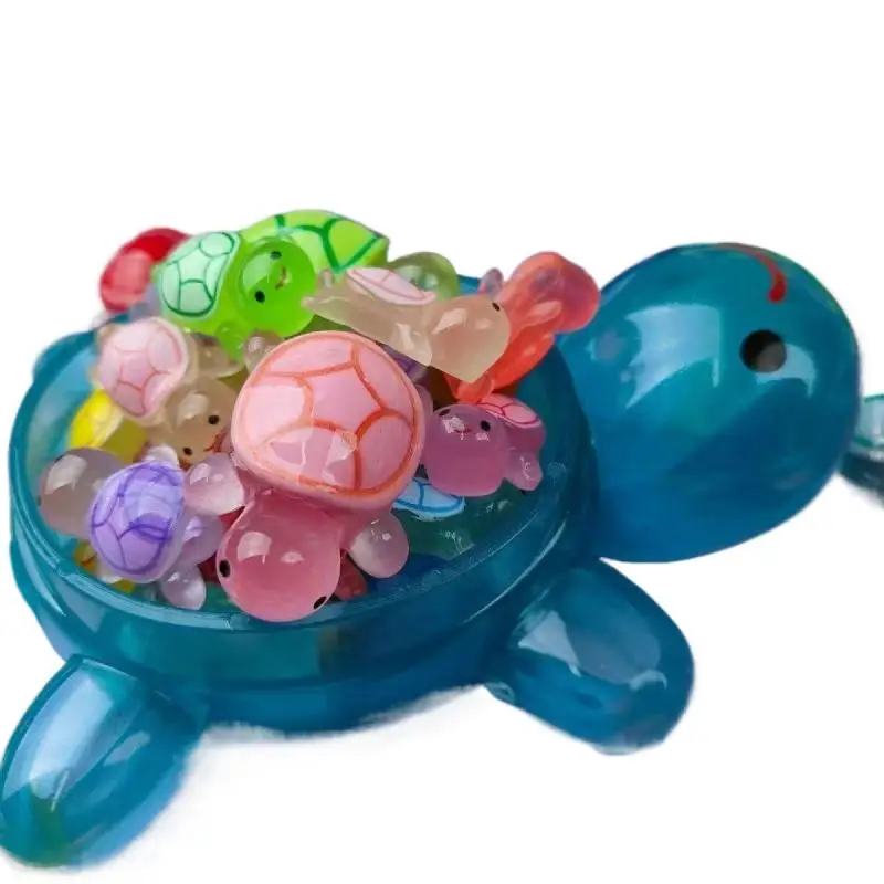 Grande tortue lumineuse + Mini tortues lumineuses, 1 pièce, Figurines artisanales en résine, rangement de tortues scintillantes, ornement de paysage de bureau
