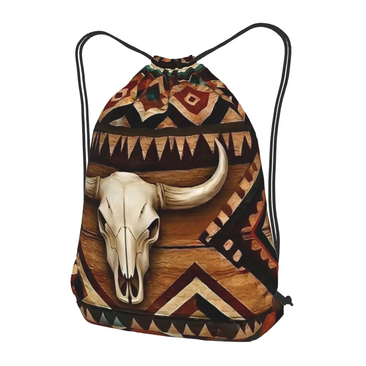 Southwest Tribal Pattern With Skulls Backpacks Fashion Drawstring Bags Sports Bag Book Bags for Man Woman Students