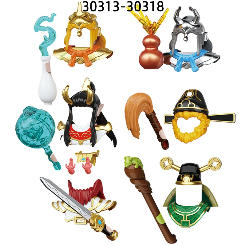 A Viagem Oeste MOC Bricks Set Brinquedos, Chifre De Prata De Ouro, Sun Wukong, Aobing Dragon, Modelo de Tartaruga, O Grande Rei, 30313-30318