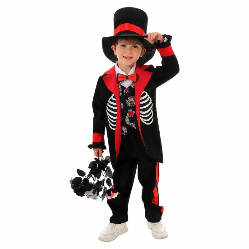 Disfraz del Día de los Muertos, traje tradicional mexicano, mono con estampado de rosas, ropa de actuación de Carnaval para niños de Halloween, vestido Catrina