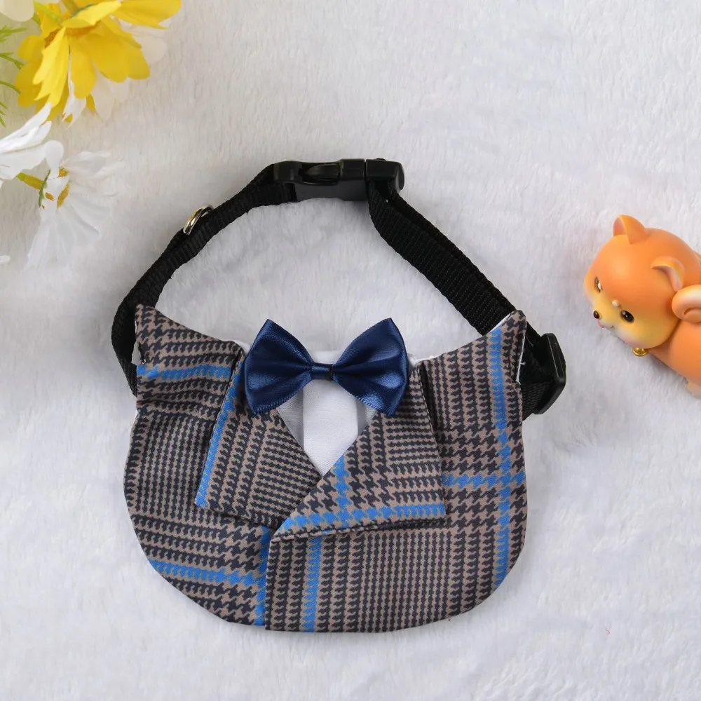 

Pet Saliva Towel, Plaid Gentleman Suit, Bow Bib, Dog, Cat