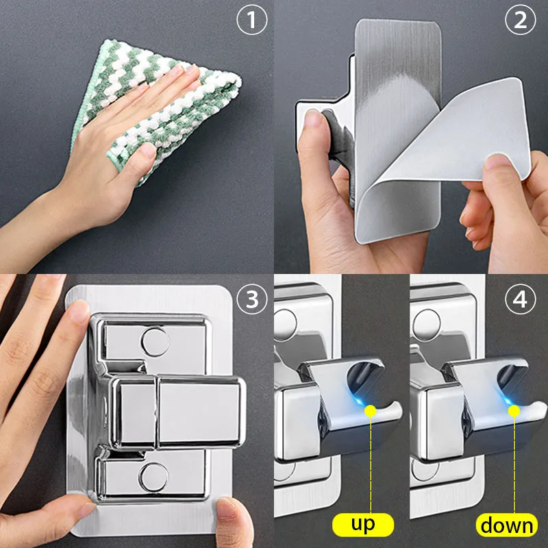 Self-adhesive Adjustable Rotatable Handheld Bracket Bathroom Accessories Wall Mounted Shower Rack ABS Shower Head Holder