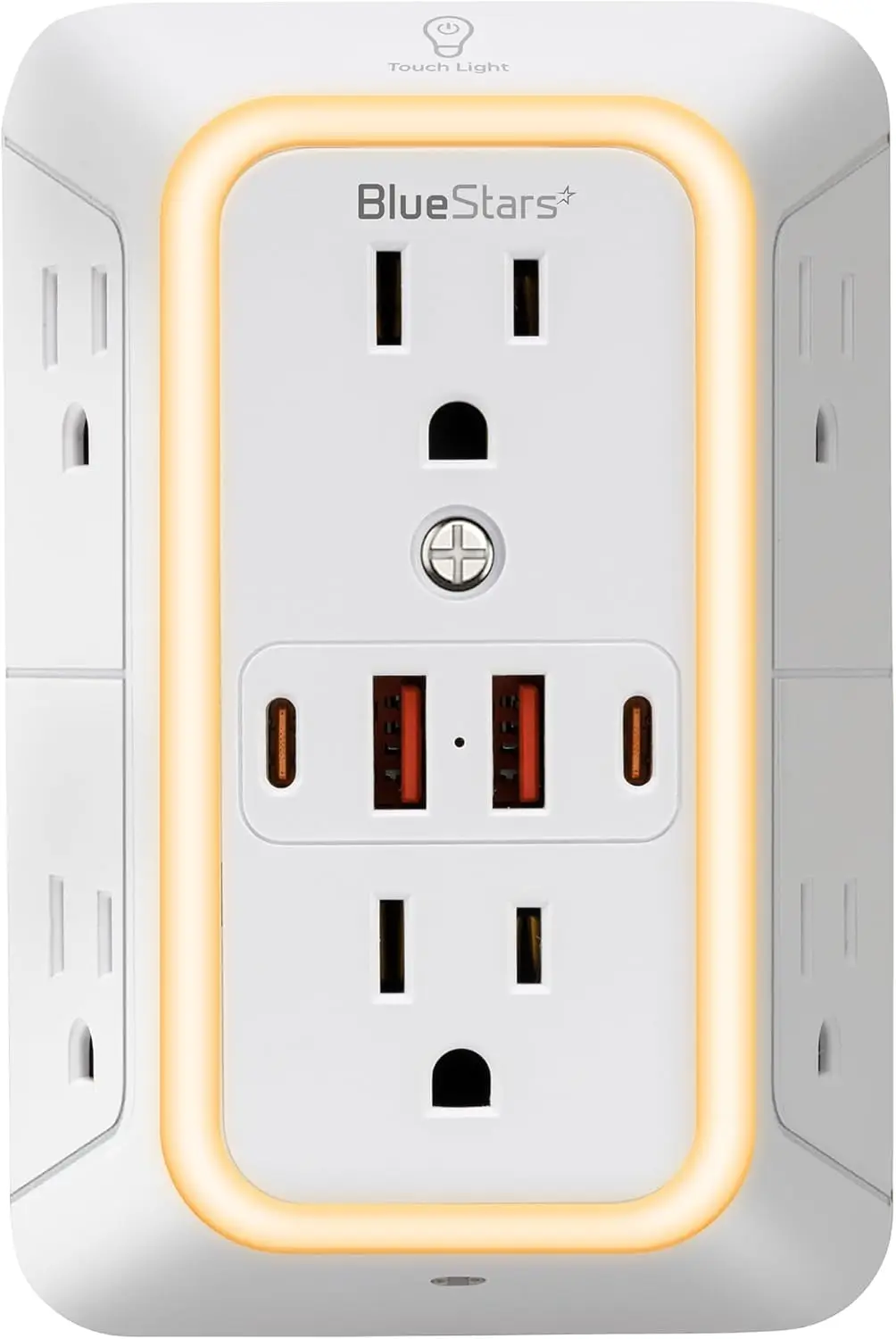 

Wall Mount Power Strip with 6 Outlets, 4 USB Ports (12W), Night Light & Surge Protection for Home Office