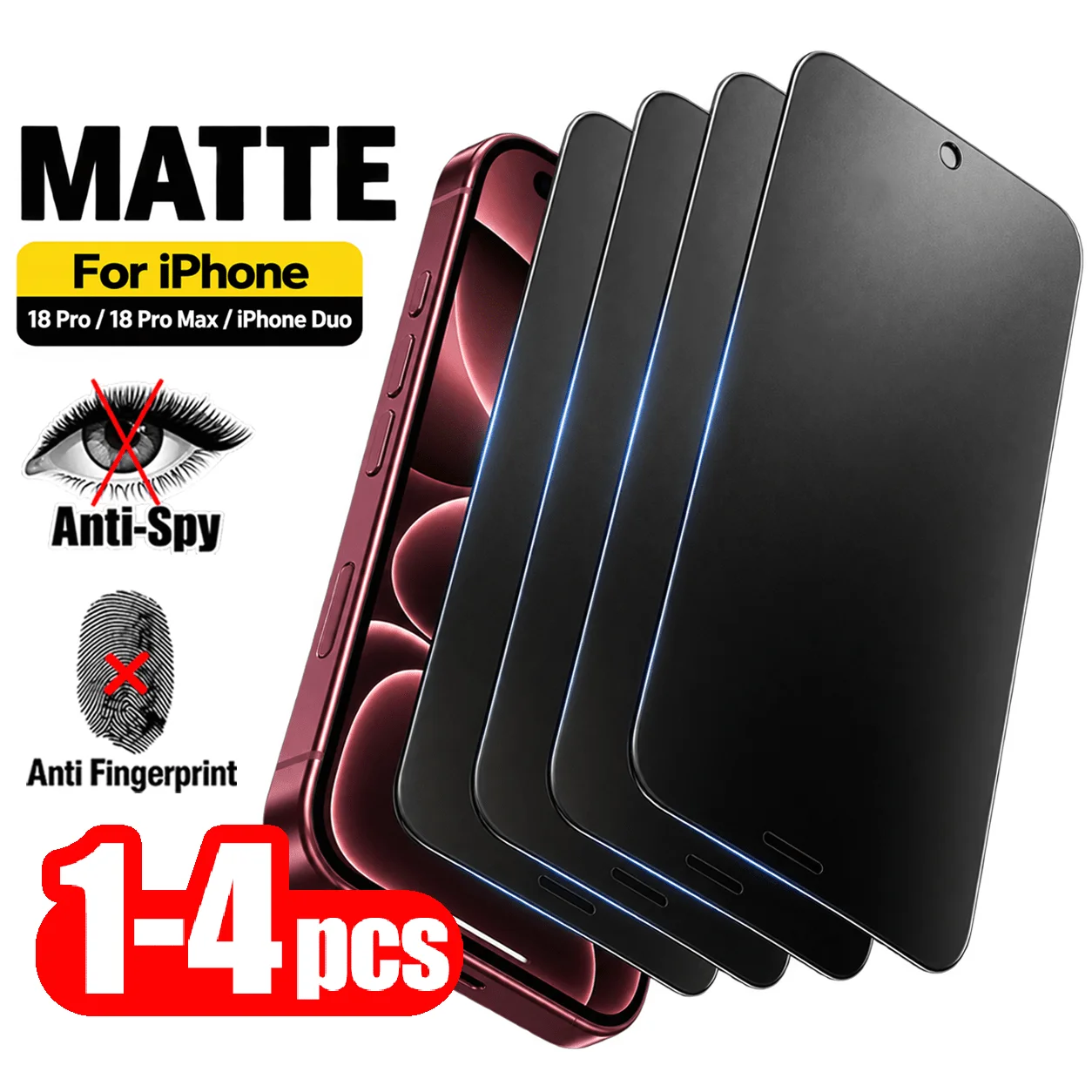 1-4 Stück Sichtschutzglas für iPhone 18 17 15 16 11 Pro Max Anti-Spy-Folie 12 13 14 Pro Max 7 8 6 6S Plus Mini Air XR XS Max Schutzfolie