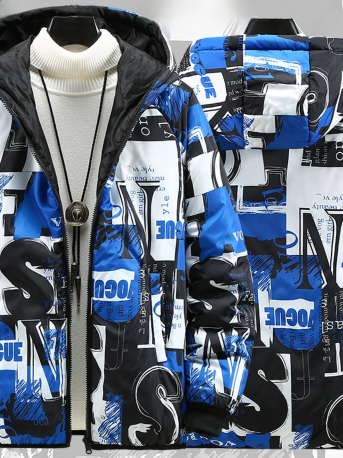 

Двусторонняя легкая хлопковая куртка для мужчин с капюшоном, свободная посадка, осень-зима, полиэфирное волокно Faion Urban Sle