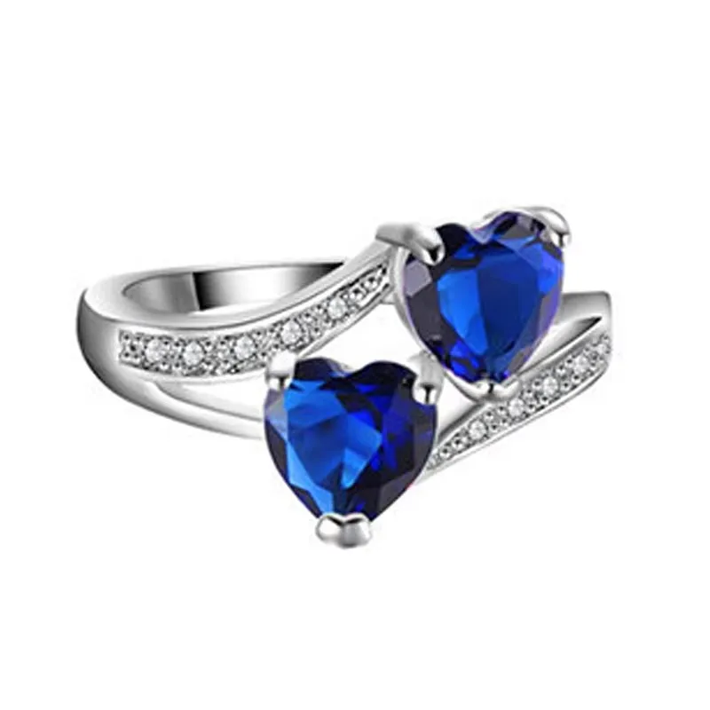 HuiSept – bague en argent 925, bijoux en forme de cœur, pierres précieuses en topaze, saphir, rubis, Zircon, pour femmes, fête de mariage, vente en